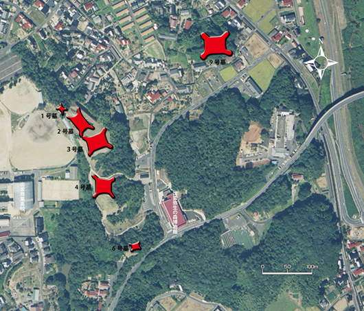 西谷墳墓群分布図